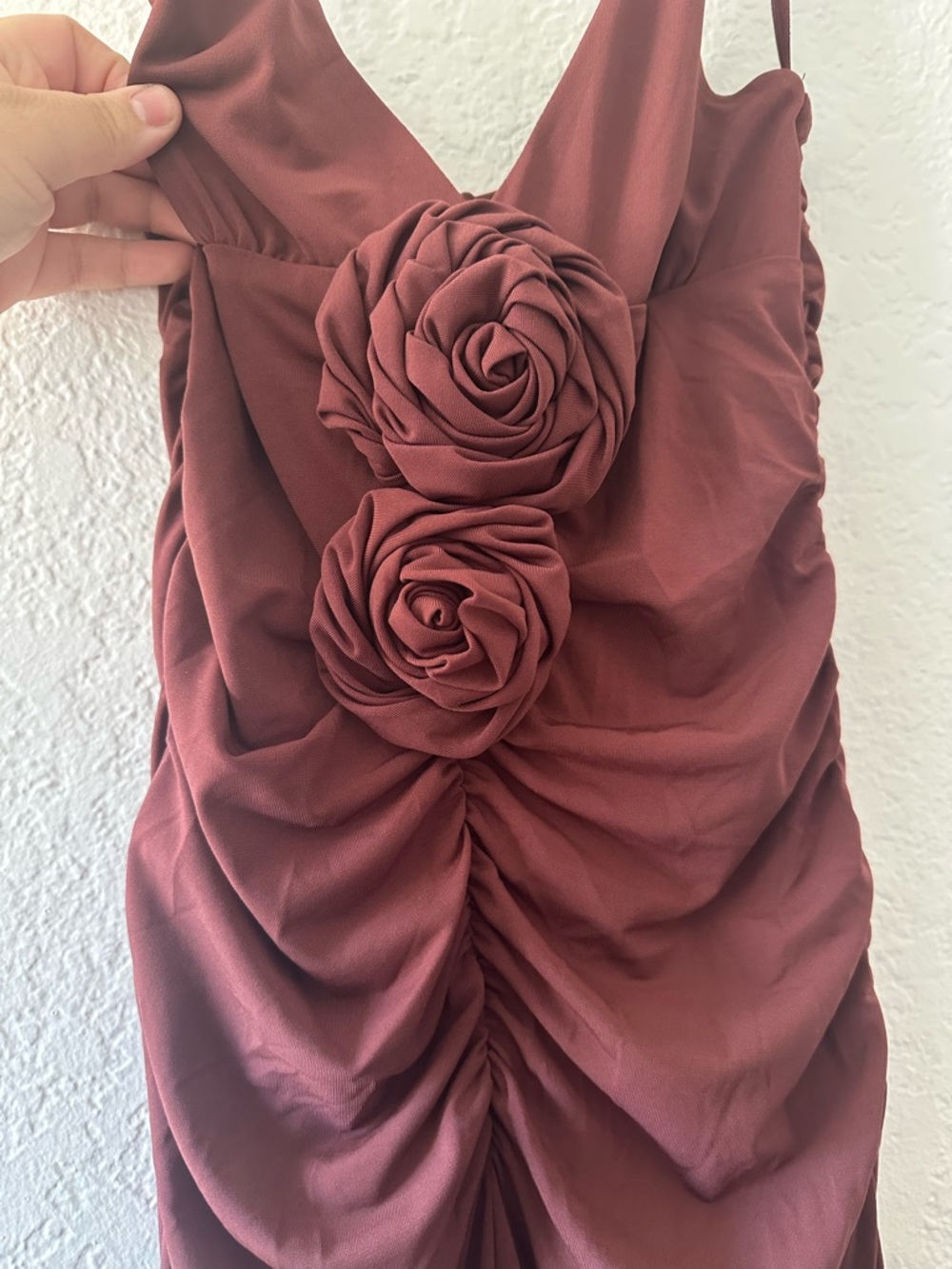 Zara Dusty Rose Rose-Appliqué Mini Dress